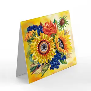 5d diamond painting 12pcs/set with blooming flowers greeting card best handicrafts for friend and family gifts