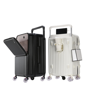 Valise moderne multifonctionnelle avec design de <span class=keywords><strong>trolley</strong></span> à barre large, porte-gobelet, crochet, bagages en PC, roues pivotantes transparentes, portable - Product Image 1