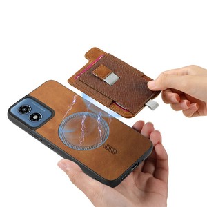 Étui <span class=keywords><strong>de</strong></span> téléphone magnétique au toucher doux, détachable, avec texture croisée, porte-cartes coulissant, fin, anti-rayures, pour <span class=keywords><strong>MOTO</strong></span> G Play 2024 4G - Product Image 2