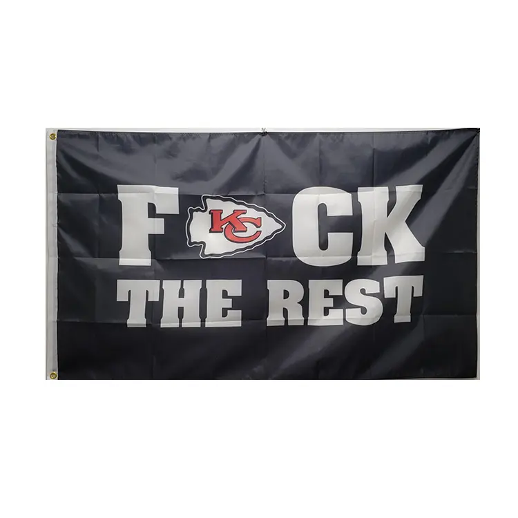 Vente en gros personnalisé Chiefs F C K The Rest Football Team USA Champions Cadeau Drapeau 3x5 Ft Mur Bannière Extérieure Avec Oeillets