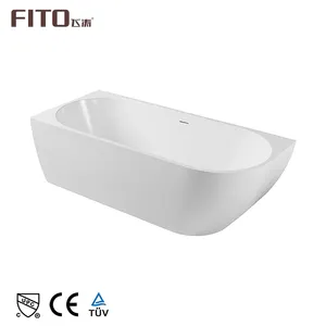 Modern Desain Berdiri Bebas Akrilik Persegi Panjang Saniter Kamar Mandi Indoor Warna Putih Mandi Bathtub