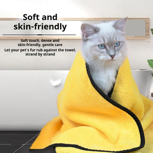 Serviette pour animaux de compagnie double face douce 80% polyester 20% polyamide absorbante taille personnalisable pour garder au chaud les chiens et les chats pour le bain et le séchage - Product Image 3