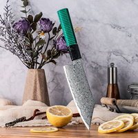 Couteau Bunka de luxe ultra tranchant de style japonais Couteau Santoku de chef de cuisine en acier damas 67 couches