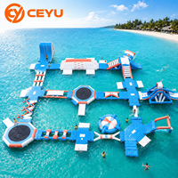 Ceyu Grand équipement commercial gonflable pour parc aquatique, île flottante à trampolines et obstacles, équipement de jeux aquatiques, aire de jeux de plage