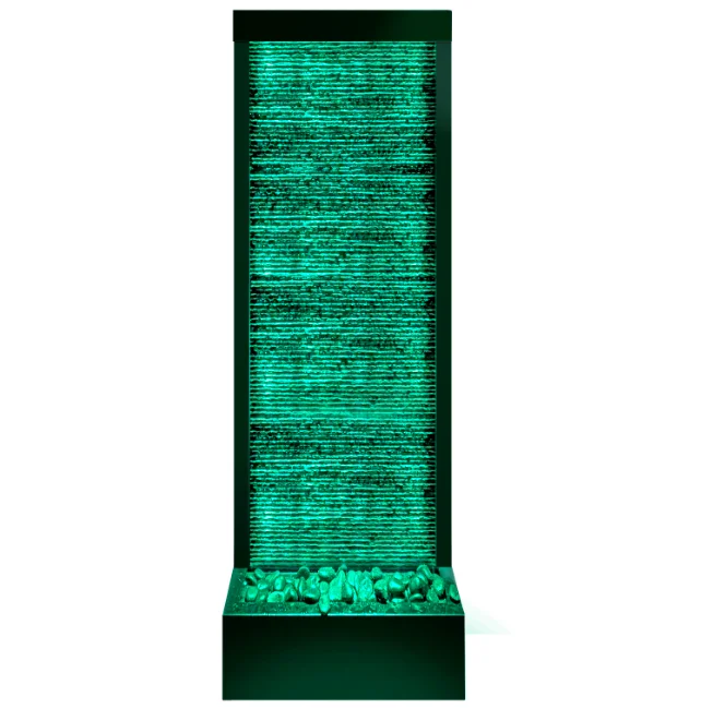 Floor standing glass waterfall wall and garden glass waterfall fountain  with led light for indoor&outdoor decoration