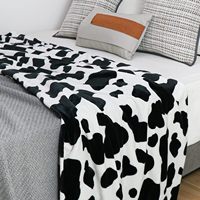 Couverture en flanelle légère et mignonne à motif vache, confortable et chaude, pour fauteuil de loisirs, chambre à coucher, voyage, camping