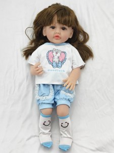 55cm lindo pelo largo plástico suave hermosa ropa con calcetines simulación muñeca <span class=keywords><strong>reborn</strong></span> - Product Image 2