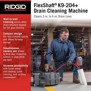 Máquina de Limpieza de Drenajes AMJET Flex Shaft K9-204, <span class=keywords><strong>Cable</strong></span> de Acero de 21.3M y 8mm, 16.9KG, <span class=keywords><strong>para</strong></span> <span class=keywords><strong>Desatascar</strong></span> Tuberías de 50-200mm - Product Image 6
