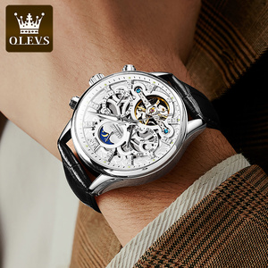 Olevs 6658 Hot Bán OEM Đồng Hồ Cổ Điển Người Đàn Ông Cổ Tay Không Thấm Nước Sáng Mặt Trăng Giai Đoạn Rỗng Tự Động Cơ Khí Người Đàn Ông Của Đồng Hồ - Product Image 2