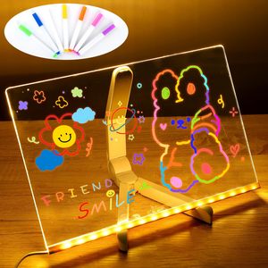 Tablero de Mensajes LED Luminoso 3D, Letrero Decorativo Portátil de Acrílico para Niños, Tablero de Notas Borrable en Seco - Product Image 1