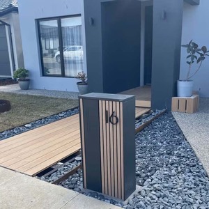 Gate Mounted Custom <strong>Wood</strong> Grain Stripe Pillar Galvanized Steel <strong>Post</strong> <strong>Box</strong> Anti-Theft Top Lifted Outdoor Parcel Delivery <strong>Box</strong> OEM/ODM - Product Image 1