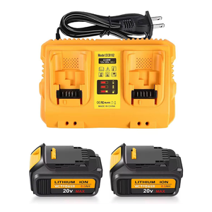 VCTPOWER 20V Lithium Ion <b>Battery</b> Pack 6.0Ah <b>Rechargeable</b> for Cordless Tools Yellow Dual Charger DCB102 - Product Image 1