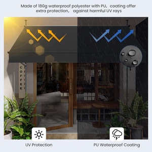 Toldo Metálico Retráctil Manual Moderno, Sin Perforación, Protección Solar y Contra Lluvia, Ajustable <span class=keywords><strong>para</strong></span> Patio, Puerta y Ventana - Product Image 6