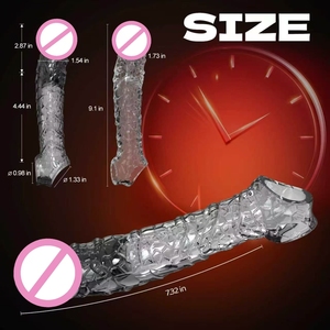 Kit Pembesar <span class=keywords><strong>Penis</strong></span> Pria, Sarung TPE Lembut Bertekstur, Cincin Stimulasi Desain Bergaris, Tahan Lama, Kenikmatan Ditingkatkan, Transparan - Product Image 1