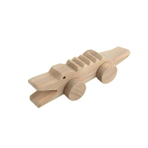 Solid wood animal crocodile car baby newborn grasping reptile handcart male and female baby toys