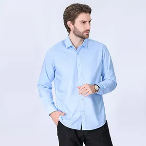 Novità Primaverile: Camicie a Maniche Lunghe per Uomo, Traspiranti, Smart Casual, Ecologiche, Tinta Unita, Vestibilità Slim, Abbigliamento da Ufficio Nero - Product Image 5