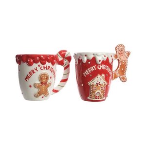 Mug à café de Noël amusant en céramique rouge en forme <span class=keywords><strong>d</strong></span>'homme en <span class=keywords><strong>pain</strong></span> <span class=keywords><strong>d</strong></span>'<span class=keywords><strong>épice</strong></span>s - Product Image 5