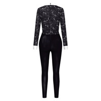 Costume de pantalon formel d'Halloween Costume de fête en spandex imprimé noir et blanc