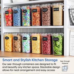 24 Pack Airtight <b>Food</b> Storage <b>Container</b> Set Kitchen Organization Set Cereal <b>Container</b> <b>Plastic</b> Canisters for Sugar Flour - Product Image 3