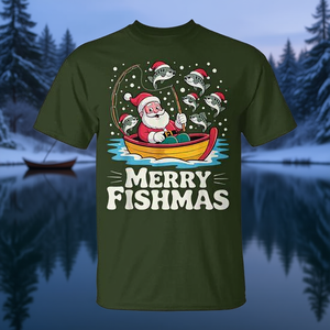 T-shirt Pêcheur de Noël pêchant le bar en bateau, Santa Fishing Bass On Boat Fisherman Christmas Merry Fishmas - Product Image 3