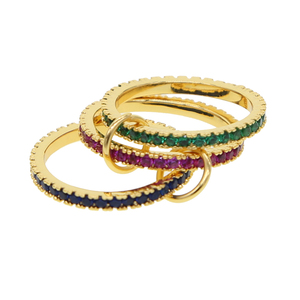 Fashion Women Lady Jewelry Red Green Blue Cz Eternity <strong>Stack</strong> <strong>Ring</strong> Set Gorgeous European Female Finger Jewelry - Product Image 5