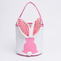 Panier de Pâques 2026 en toile réutilisable et durable avec oreilles de lapin LED et sequins