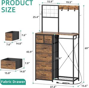 Entrada sala de estar dormitorio rústico marrón zapato almacenamiento tocador estante colgante 6 cajones <span class=keywords><strong>pequeño</strong></span> armario salón árbol <span class=keywords><strong>perchero</strong></span> - Product Image 2