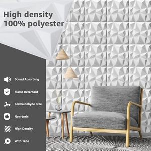 Art3d 20-Pack <span class=keywords><strong>3d</strong></span> Witte Akoestische Panelen 11.8 \ "X11.8 \" Diamant Ontwerp Geluiddicht Accent Muur En Speelpanelen Voor Woonkamer - Product Image 3