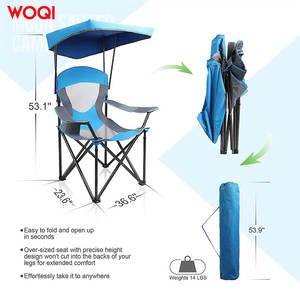 เก้าอี้พับกลางแจ้ง Woqi โครงอะลูมิเนียม ผ้าคลุมสีฟ้าอ๊อกซ์ฟอร์ด สำหรับตกปลา ตั้งแคมป์ พกพาสะดวก - Product Image 2