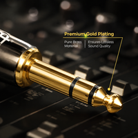 YIVO 6.5mm 1/4" TS Mono/TRS Stereo Headphone Plug 24K Konektor Audio HIFI Berlapis Emas Kuningan Tekstur Premium untuk Kabel Audio