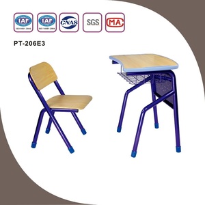 Ensemble table et chaise individuels pour étudiant, design moderne en métal et contreplaqué, pour salles de classe primaires et secondaires, Aoyasi PT-206E3 - Product Image 2