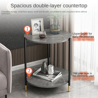 Table Basse Rock pour Salon, Maison – Table d'Appoint de Canapé Simple, Moderne, Luxe Léger, Petite Table Ronde