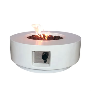 Light Grey Concrete Natural Gas Round <b>Fire</b> <b>Pit</b> 30 Inches Outdoor <b>Fire</b> <b>Table</b> <b>with</b> Eco-Friendly Design for Camping Outdoor Heating - Product Image 4