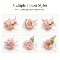 Rosa Calla-Lilie Hortensie Farn Satinband Handgemachte Boutonniere für Bräutigam Trauzeuge Hochzeit Abschlussball Dekoration