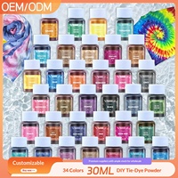 Ensemble de poudres de teinture acide faites à la main, 34 couleurs, directement de l'usine, colorants textiles, teinture créative pour enfants, vêtements, tissus, écharpes