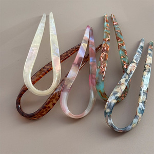 Kẹp tóc axit axetic hình chữ <span class=keywords><strong>U</strong></span> cao cấp đa chức năng Phụ kiện tóc búi cao kiể<span class=keywords><strong>u</strong></span> Trung Quốc Phụ Kiện nĩa tóc mới - Product Image 1