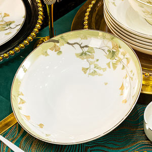 Service de Table en Porcelaine à Bas Prix Service de Vaisselle avec Bols et Plats pour 6 Personnes en Céramique Bone China Dorée - Product Image 2