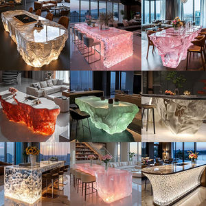 Table <span class=keywords><strong>de</strong></span> réception <span class=keywords><strong>d</strong></span>'hôtel <span class=keywords><strong>de</strong></span> luxe haut <span class=keywords><strong>de</strong></span> gamme en résine transparente, restaurant, villa, cuisine, table en cristal lumineux, rivière <span class=keywords><strong>de</strong></span> glace, île - Product Image 4