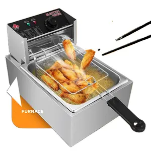 Stainless Steel Electric Oil Fryer 6L Capacity Rotary Fryer Fast Heating Commercial Deep Fryer for fried chicken french fries
