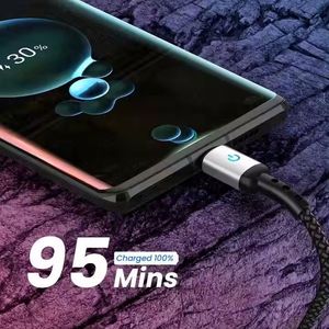 สายชาร์จเร็วแบบถักไนลอน 20V 3A ชนิด USB-C พร้อมไฟ สำหรับโทรศัพท์มือถือ - Product Image 6