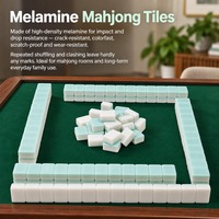 Jeu de Mahjong en mélamine personnalisé, blanc et vert menthe, tuiles de Mahjong 29,5*22*13,5 mm, gravure double face, impression UV, motif personnalisé