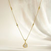Cadeau pour la Saint-Valentin, collier avec pendentif en argent sterling 925 plaqué or 18 carats, cœur en zircone cubique, bijoux