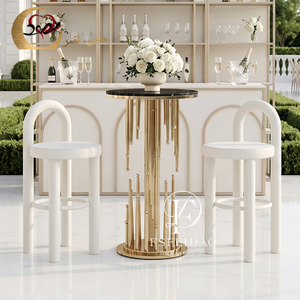 โต๊ะและเก้าอี้สแตนเลสทรงสูงสำหรับงานจัดเลี้ยงงานแต่งงาน - Product Image 1