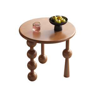 Mesa de Centro Ovalada Pequeña con Diseño de Pata de Calabaza, Estilo Vintage, Mesa Auxiliar de Lujo Ligero para Sala de Estar - Product Image 3