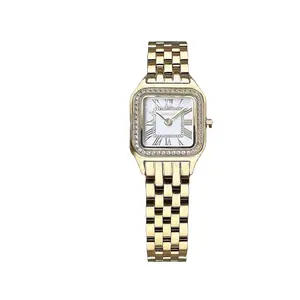 女性時計高級レディース腕時計女性ブレスレットレディース時計セットボックスギフトゴールドシルバーカスタムステンレススチールウォッチ