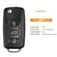 Xhorse XEB510EN B5 Clé télécommande pliable à 3 boutons avec puce XT27B intégrée, lot de 5