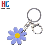 Porte-clés artisanal moderne en métal plaqué or, motif petite marguerite mignonne, avec mousqueton, cadeau personnalisé, 23 ans d'expérience en usine