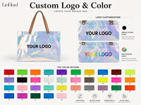 Sac fourre-tout réfléchissant arc-en-ciel brillant avec œillets métalliques, sac en PVC holographique transparent pour emballage cosmétique