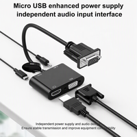 Kabel Konverter Splitter 2-in-1 VGA Male ke VGA+HDTV Female dengan Resolusi 1080P dan Daya Audio Micro USB untuk Penggunaan HDTV di Rumah