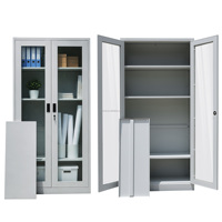 Archivador de Acero con Puerta de Vidrio, Gabinete de Almacenamiento Metálico para Oficina, Estantes Ajustables, con Cerradura, para Oficina o Escuela, Proveedor de Archivadores
